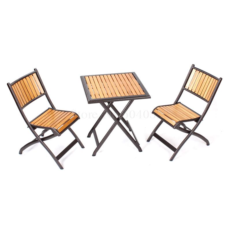 Courtyard solid wood table and chairs coffee bar outdoor folding balcony outdoor table and chair set